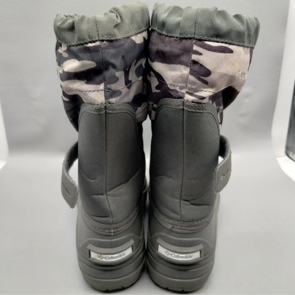 Columbia Powderbug Plus II Kids Snow Boot Gray Camo Waterproof BY1327-033 Size 6